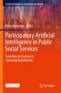 Buchtitel: "Participatory Artificial Intelligence in Public Social Services". Lebendige, abstrakte Szene mit Personen. Springer-Logo.