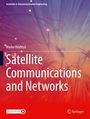 „Textbooks in Telecommunication Engineering: Satellite Communications and Networks.“ Hintergrund in Lila und Orange.