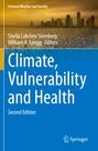 Buchtitel "Climate, Vulnerability and Health", zweites Bild oben: Stadt bei trockenem, rissigem Boden. Springer-Logo.