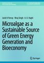 Text: "Microalgae as a Sustainable Source of Green Energy Generation and Bioeconomy". Autoren: Javid A Parray, Niraj Singh, A.K. Haghi. Hintergrund in Blau- und Grüntönen. Links oben kleiner Text, rechts oben ein Logo.