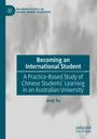 "Becoming an International Student" in weißen Buchstaben auf blauem Hintergrund; darunter steht "Jinqi Xu". Oben links ein Logo.