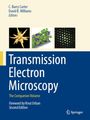 "Transmission Electron Microscopy" in weißem Text auf blauem Hintergrund, oben drei wissenschaftliche Abbildungen.
