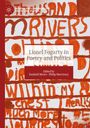 Oben steht "MODERN AND CONTEMPORARY POETRY AND POETICS".  
Mittig: "Lionel Fogarty in Poetry and Politics".   
Viele rote, handgeschriebene Wörter im Hintergrund.