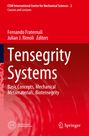Titel: "Tensegrity Systems". Autoren: Fernando Fraternali, Julian J. Rimoli. Texte: Konzepte, Materialien, Biotensegrity. Logos unten.