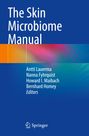 "The Skin Microbiome Manual" von Antti Lauerma und anderen, auf blauem Hintergrund mit einem farbigen Designmuster.
