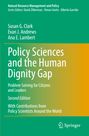 "Policy Sciences and the Human Dignity Gap" in großen Buchstaben, grün-gelber Hintergrund, Springer-Logo unten.