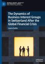 „The Dynamics of Business Interest Groups in Switzerland After the Global Financial Crisis“ von Laura Gatto. Silhouetten von drei Personen diskutieren vor einem gelben Hintergrund.