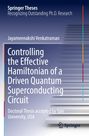 Der Text beschreibt eine Dissertation zur Steuerung des Hamiltonoperators in supraleitenden Quantenkreisen. Cover-Design mit Blautönen.