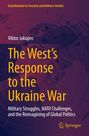 Text: "The West’s Response to the Ukraine War" steht in Gelb. Hintergrund: Weltkarte in violetten Tönen. Springer-Logo.
