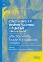 „Exiled Scholars in Western Academia: Refugees or Intellectuals?“ vor blau-gelbem Hintergrund, links oben ein Logo.