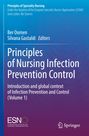 "Principles of Nursing Infection Prevention Control" auf blauem Hintergrund mit Logos der ESNO und Springer unten.