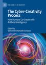 "The Cyber-Creativity Process" steht oben, darunter bunte, wirbelnde Linien mit Fokus auf einen leuchtenden Punkt.