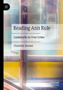 „Reading Ann Rule: Landmarks in True Crime“ von Charlotte Barnes. Farbig unscharfer Hintergrund, geometrische Formen.
