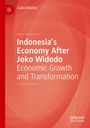 "Indonesia's Economy After Joko Widodo: Economic Growth and Transformation." Rotes Design mit weißen Texten.