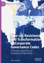 Text: "Take-up, Resistance and Transformation of Corporate Governance Codes: A Peruvian Experience." Hintergrund abstrakt blau.