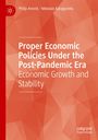 Roter Hintergrund mit geometrischem Muster. Text: Proper Economic Policies Under the Post-Pandemic Era.
