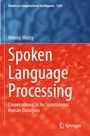 Text: "Spoken Language Processing: Conversational AI for Spontaneous Human Dialogues". Hintergrund in Blau und Rot.