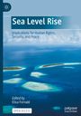 „Sea Level Rise: Implications for Human Rights, Security, and Peace“ oben. Ozeanszene mit Inseln darunter.