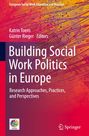 Titel: "Building Social Work Politics in Europe". Roter Hintergrund mit bunten, abstrakten Strichen. Springer-Logo unten.