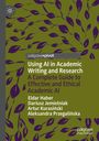 "Using AI in Academic Writing and Research" von Eldar Haber. Grüner Hintergrund mit violettem Blattmuster.