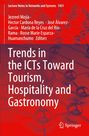 "Trends in the ICTs Toward Tourism, Hospitality and Gastronomy" ist der Titel. Hintergrund ist rot mit Netzwerkillustration.