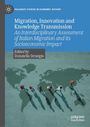 Buchtitel: "Migration, Innovation and Knowledge Transmission", Editor: Donatella Strangio. Menschen auf Weltkarten-Hintergrund.