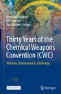 „Thirty Years of the Chemical Weapons Convention (CWC)“, mit buntem, abstraktem Hintergrund und einem Logo links unten.