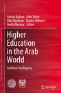 Roter Hintergrund, Text: "Higher Education in the Arab World: Artificial Intelligence". Mehrere Editoren namentlich erwähnt. Logos unten.