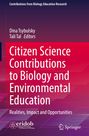 Text: "Citizen Science Contributions to Biology and Environmental Education: Realities, Impact and Opportunities." Autoren: Dina Tsybulsky, Tali Tal. Roter und violetter Hintergrund mit geometrischen Mustern. Logos unten.