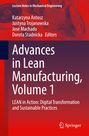 „Advances in Lean Manufacturing, Volume 1“. Roter Hintergrund mit Zahnrädern und technischen Zeichnungen.