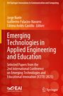 Buchtitel: "Emerging Technologies in Applied Engineering and Education". Autoren: Jorge Buele, Guillermo Palacios-Navarro, Fátima Avilés-Castillo. Oben: Konferenzpapier-Hinweis. Logos: EAI und Springer. Hintergrund: Rot mit Kreismuster.