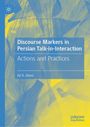 „Discourse Markers in Persian Talk-in-Interaction: Actions and Practices“ von Ali R. Abasi. Blaues und gelbes abstraktes Design.