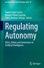 "Regulating Autonomy: Ethics, Values and Governance in Artificial Intelligence." Grüne Töne mit Springers Logo.