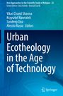 Buchtitel: "Urban Ecotheology in the Age of Technology". Autoren: Vikas Chand Sharma et al. Blauer Hintergrund mit technischen Symbolen.