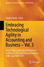 "Embracing Technological Agility in Accounting and Business – Vol. 3" in orangener Schrift auf gelbem Hintergrund.