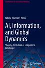 Der Titel lautet: "AI, Information, and Global Dynamics". Unten weht eine Vielzahl internationaler Flaggen in den Himmel.