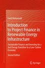Text: "Introduction to Project Finance in Renewable Energy Infrastructure" von Farid Mohamadi. Roter Hintergrund mit Muster.