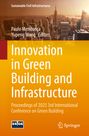 Titel: „Innovation in Green Building and Infrastructure“. Skyline einer Stadt im Hintergrund.