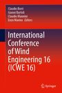 Oben stehen die Namen "Claudio Borri, Gianni Bartoli, Claudio Mannini, Enzo Marino, Editors". Darunter steht "International Conference of Wind Engineering 16 (ICWE 16)". Unten rechts ist das Springer-Logo. Der Hintergrund ist rot.
