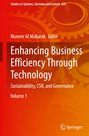 "Enhancing Business Efficiency Through Technology", in orange mit Zahnrädern. Herausgeber: Muneer Al Mubarak.