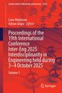 Titel: Proceedings of the 19th International Conference Inter-Eng 2025. Hintergrund in Rot mit Molekülstruktur.