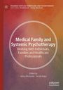 Text: "Medical Family and Systemic Psychotherapy." Hintergrund in warmen Rot-Orange-Tönen, Kreis umrahmt den Titel.