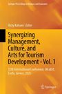 Titel: "Synergizing Management, Culture, and Arts for Tourism Development - Vol. 1". Konferenz: IACuDiT, Korfu, 2025. Autor: Vicky Katsoni. Oben links ist das Springer-Logo. Farbverlauf von Gelb zu Orange.