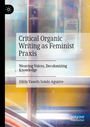 Titel: "Critical Organic Writing as Feminist Praxis". Untertitel: "Weaving Voices, Decolonizing Knowledge". Autorin: Hilda Yaneth Sotelo Aguirre. Im Hintergrund farbige, abstrakte Muster. Links oben Logo. Unten rechts Verlagsname.