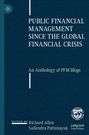 Text: "Public Financial Management Since the Global Financial Crisis: An Anthology of PFM Blogs." Dunkelblau mit Logo.