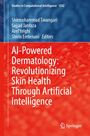 "AI-Powered Dermatology: Revolutionizing Skin Health Through Artificial Intelligence." Rotes und blaues Design.