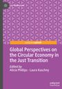 "Global Perspectives on the Circular Economy in the Just Transition," bearbeitet von Alicia Phillips und Laura Kaschny. Lila Muster.