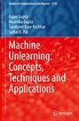 Oben: "Studies in Computational Intelligence 1270". Autoren: Rajan Gupta, Anamika Gupta, Sarabjeet Kaur Kochhar, Saibal K. Pal. Titel: "Machine Unlearning: Concepts, Techniques and Applications". Unten rechts: Springer-Logo. Hintergrund in Blau und Rot.