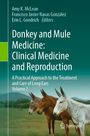 Text: "Donkey and Mule Medicine: Clinical Medicine and Reproduction." Drei Esel stehen auf einer Wiese. Springer-Logo.
