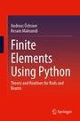 Titel: "Finite Elements Using Python". Autoren: Andreas Öchsner, Resam Makvandi. Weißer Text auf rotem Hintergrund.
